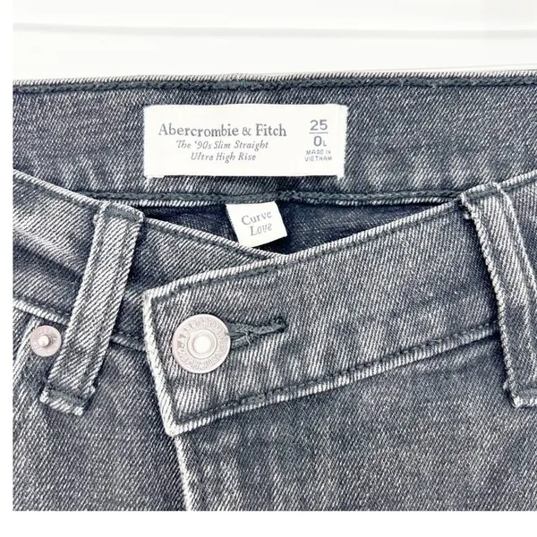 Abercrombie & Fitch‎ 90s Slim Straight Ultra High Rise Curve Love Jeans 25L - Image 5
