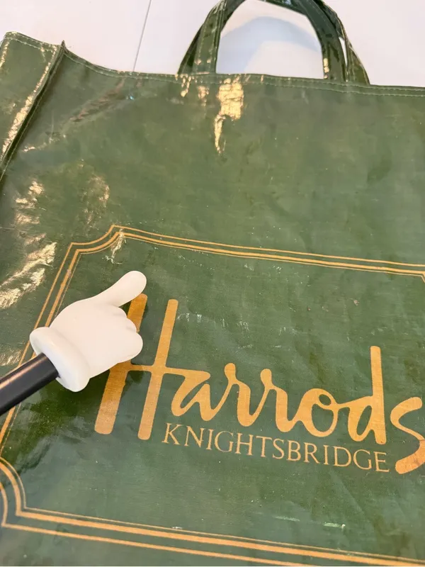 Harrods London Green PVC Shiny Logo Shopper Tote Bag 11.5x14.5” - Image 6
