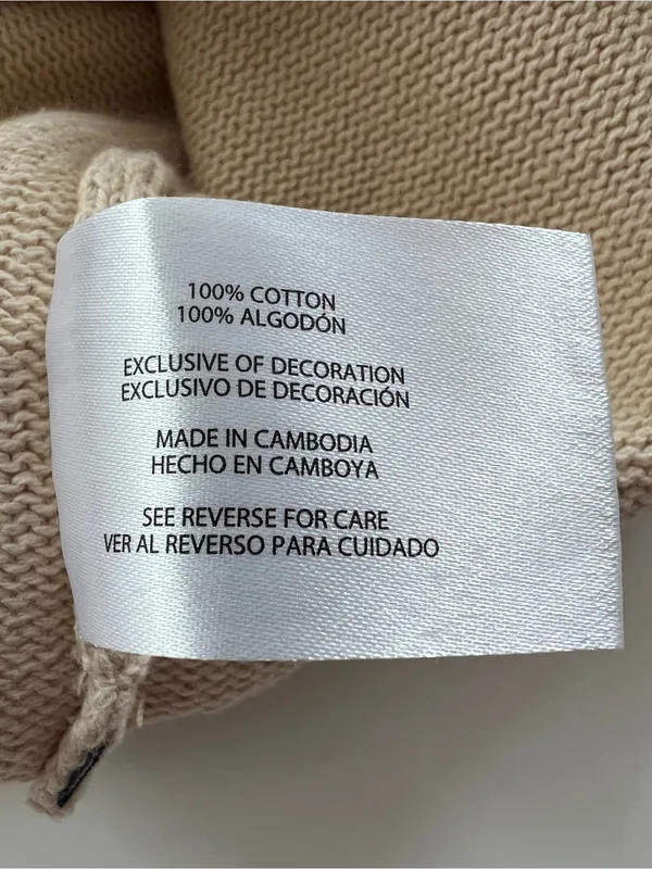 GAP Beige 100% Cotton Cropped Knit Sweater Roll Hem Long Cuffs M - Image 5