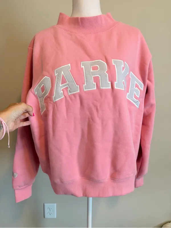 Parke Blush + Lavender Valentines Varsity Mockneck Sweater limited edition S/m - Image 7