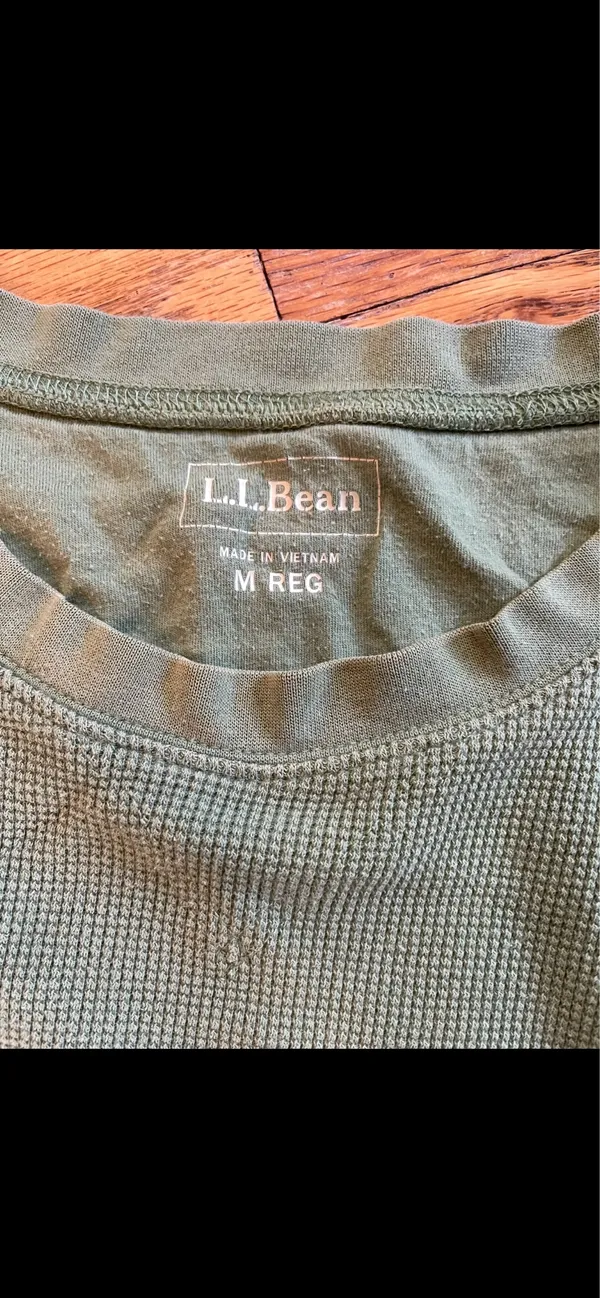 Vintage L.L. Bean Classic Long Sleeve Thermal Waffle Shirt - Olive Green - Image 5