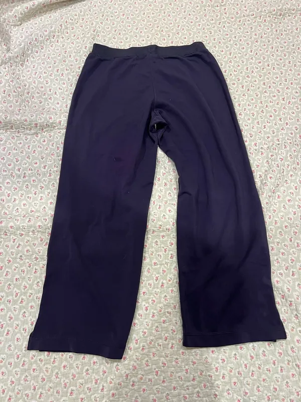 adidas Navy Wide-Leg Athletic Leggings - Image 2