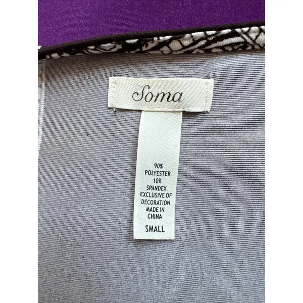 Soma Sleeveless Maxi Dress V Neck Brown‎ Purple Paisley Boho Resort Moody - Image 8