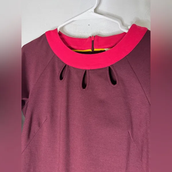 Boden‎ Womens Maroon Pink Colorblock Cut Out Tilly Tunic Shift Dress US6R - Image 3