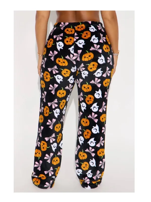 Halloween nwot size XL Pumpkin ghost bows Lounge Pants - Black/Orange - Image 2