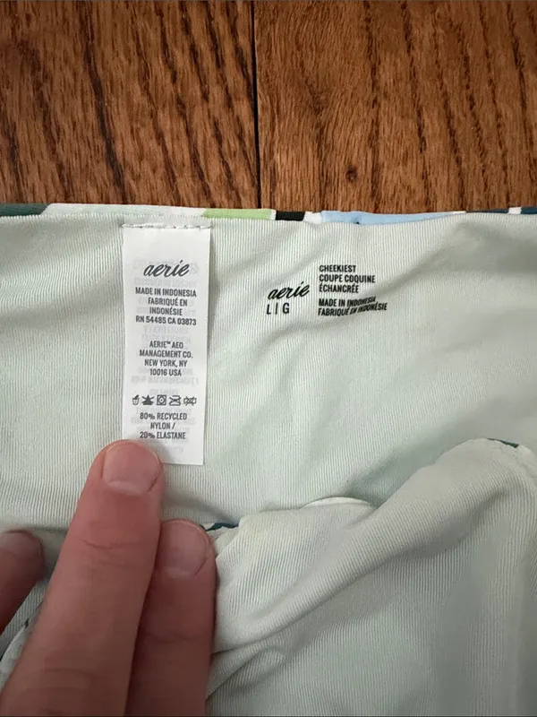 aerie Coral Bikini Top w/Blue & Green Floral Cheeky Bottom Top XL Bottom Large - Image 2