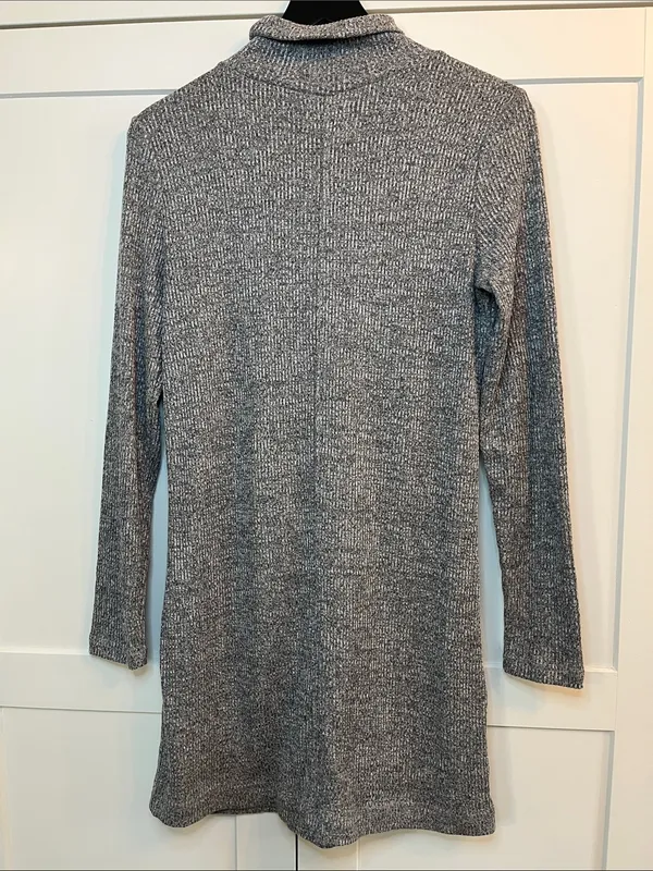 Lou & Gray Heathered Gray Ribbed Turtle Neck Long Sleeve Dress - Size Medium - Image 7
