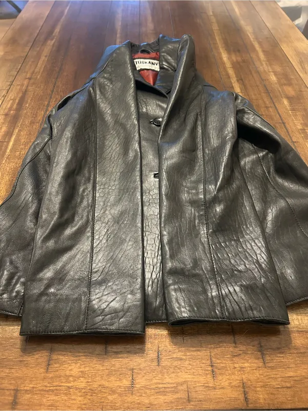 Tuskany Womens XXL Genuine Leather Blazer Jacket Black Y2K Fitted - Image 8