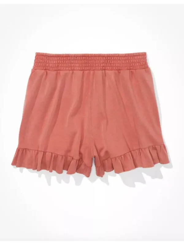 (C43) American Eagle Knit Shorts Size XS Rose Ruffle Hem 100% Cotton Elastic - Image 3