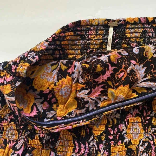 Free People ‘One More Time’ strapless smocked floral peplum tube top, size large - Image 10