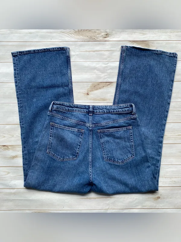 H&M high waist wide leg medium stone wash denim jeans Classic comfy fall winter - Image 3