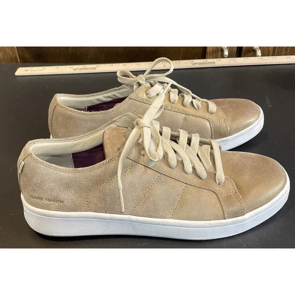 Mark Nason Womens 8.5 Sneakers Gold Metallic Leather Low Top Lace‎ Up Preppy - Image 4