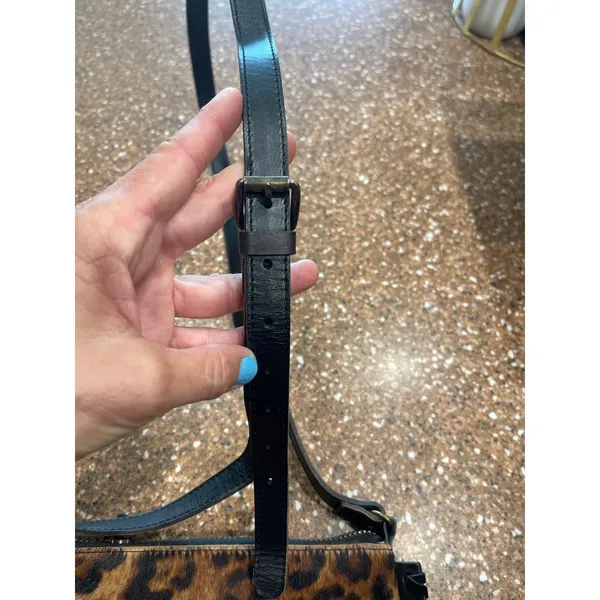 Convalore Leopard Everyday. Crossbody Bag Italian Haircalf Leather Whipstitch - Image 4