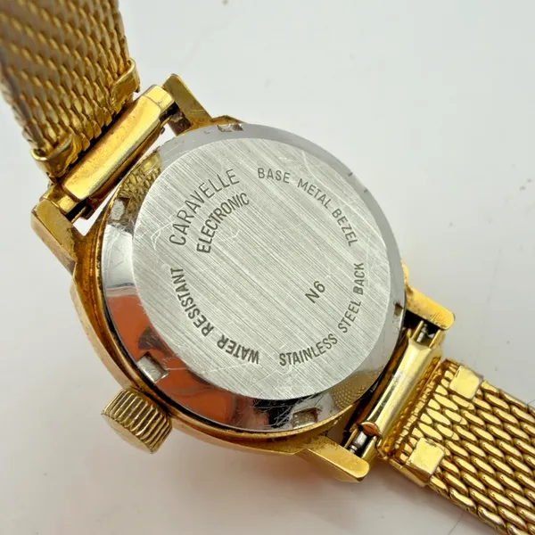 Caravelle Electronic Ladies Wristwatch Gold Tone Mesh Band For Parts - Image 6