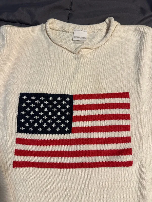 Cream American Flag Sweater Cherokee - Image 2
