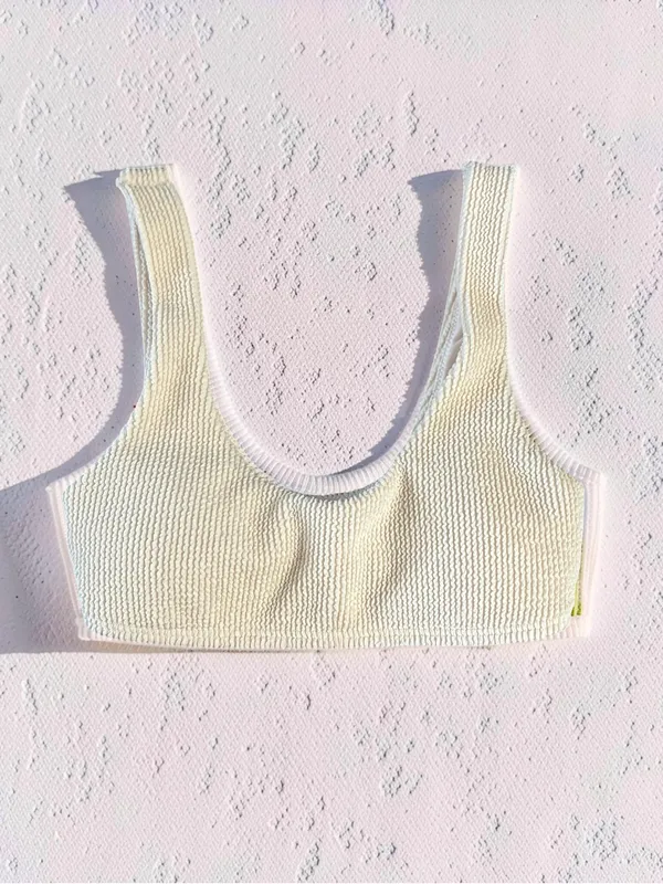 Hollister Cream Ribbed Bikini Set - Size XS - Image 2