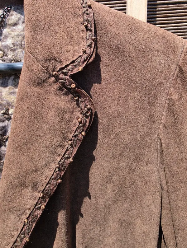 Elie Tahari Real Suede Blazer Jacket Brown Small - Image 5
