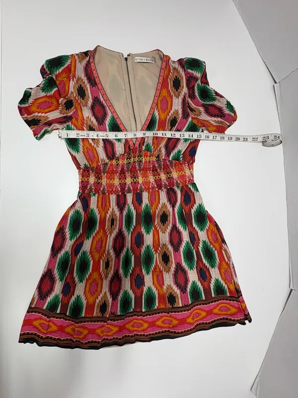 Alice & Olivia Tatiana Printed Multicolor Mini Dress -‎ Size 4. - Image 9