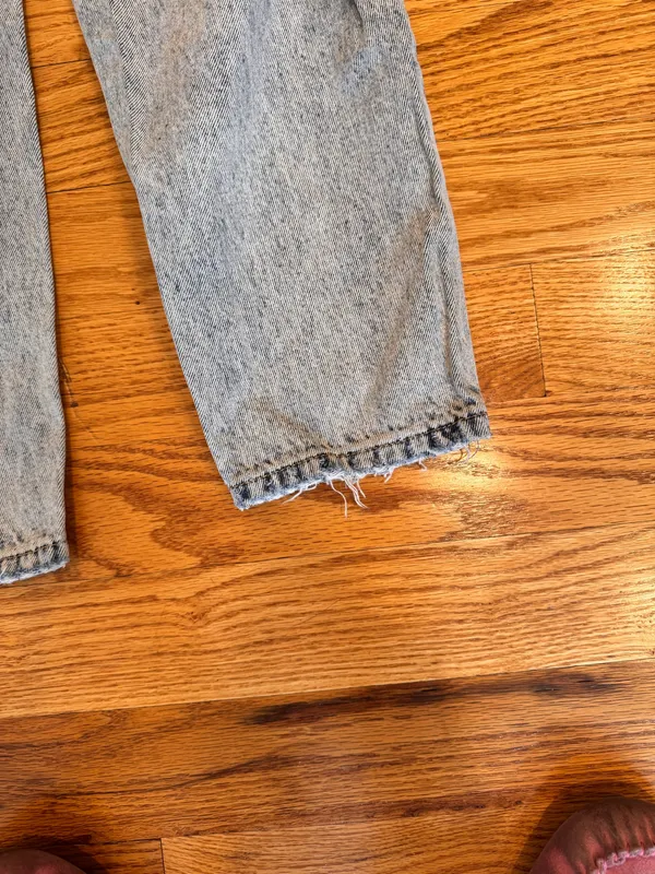 White Fox Straight Leg Denim Jeans Washed Blue M High Rise Waisted - Image 8