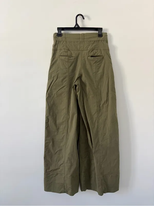Anthropologie Maeve Utility High Rise Wide Leg Tailored Trousers Olive Green XS - Image 5