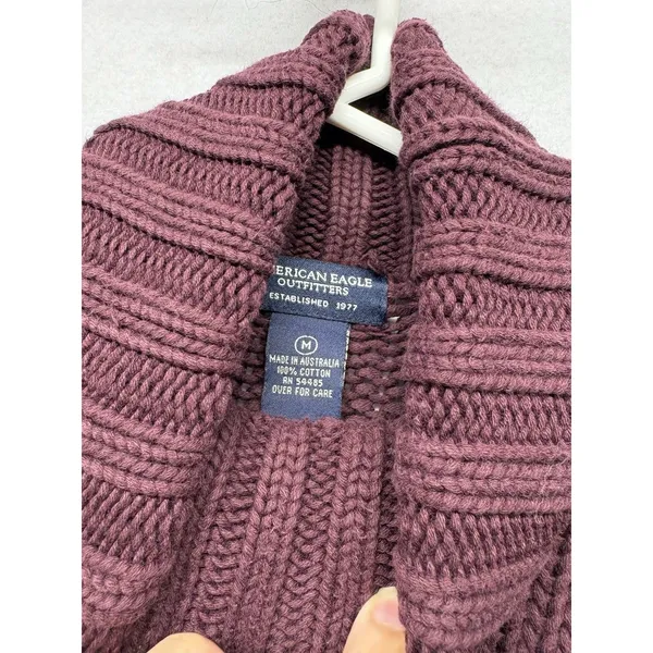 American Eagle Outfitters Plum Chunky Cable Knit Turtleneck Sweater Size Medium - Image 2