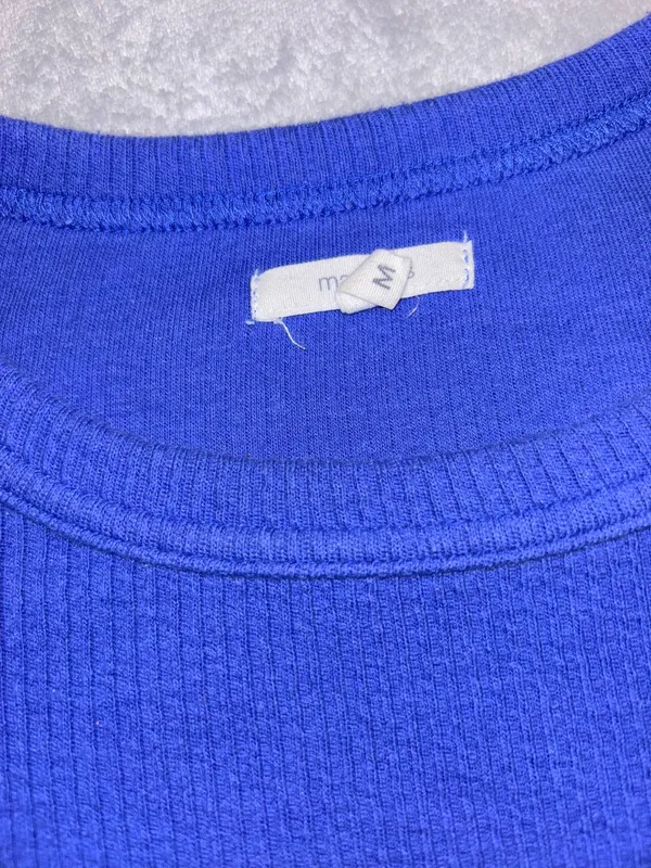 Crewneck Sweater Maurices Pullover Medium Periwinkle Raw Hem - Image 4