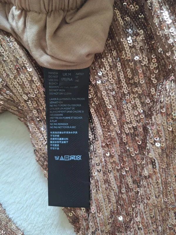 NWT Free People Morelia Sequin Joggers Pants M Rose Gold Bronze Holiday Party - Image 8
