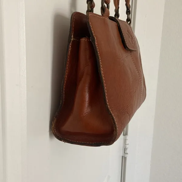 Patricia Nash Rienzo Top Handle Satchel Tan Leather Handbag Brown - Image 4