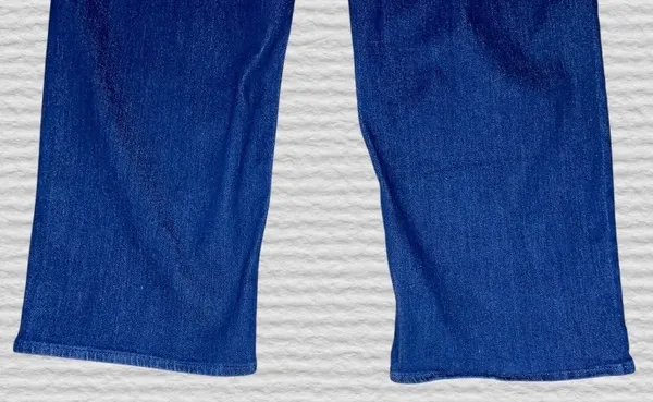 Old Navy WOW Wide Leg Jeans Womens 12 High Rise Dark Blue Denim Stretch Boho - Image 7
