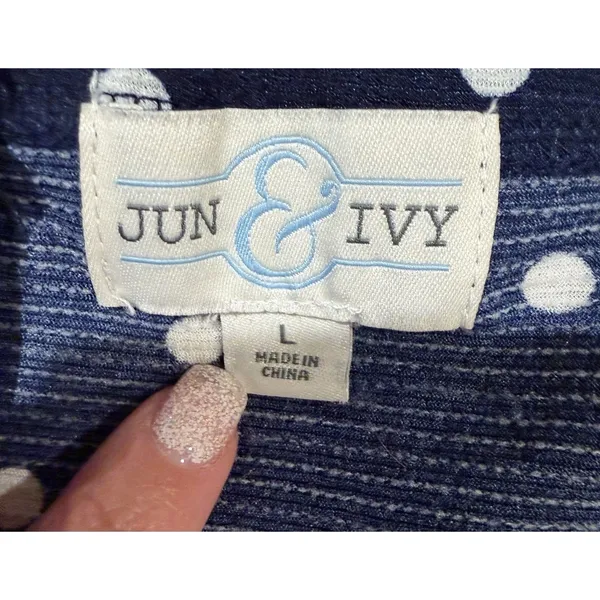 Jun & Ivy Navy Blue & White Polka Dot Sleeveless Mini Dress Size Large - Image 6