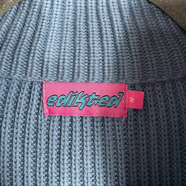 Edikted Sweater Women’s Medium Blue Cropped‎ Ribbed Quarter Zip Pullover - Image 7