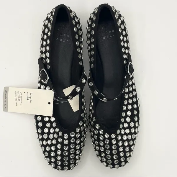 A New Day Issa rhinestone black mary jane ballet flats women’s Size 9 1/2 - Image 9