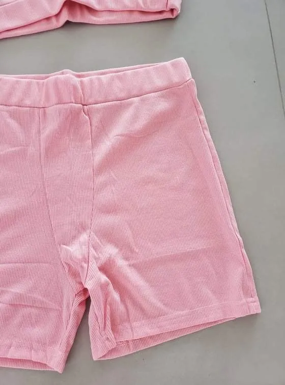 NWOT! Pink Crop Top & Biker Shorts Set - Image 6