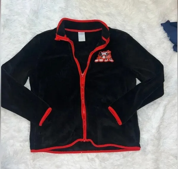 Disney Mickey Mouse and Minnie Mouse Kissing Fleece Zip Up Jacket size Medium - Image 2