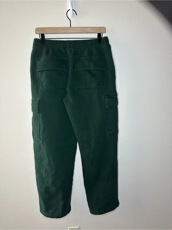 Aritzia Cozy Sweatfleece Mega fit Cargo wide leg Sweatpants dark green size M - Image 10