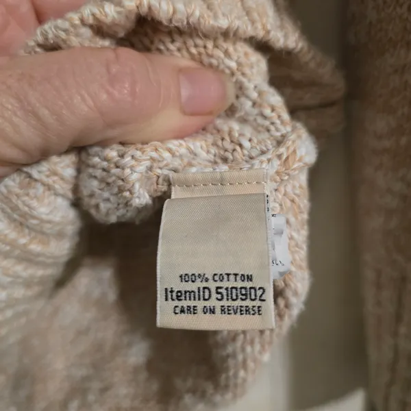 L.L. Bean Cream Fair Isle Cowlneck Sweater with Pink, Brown & Blue Yoke - Image 4