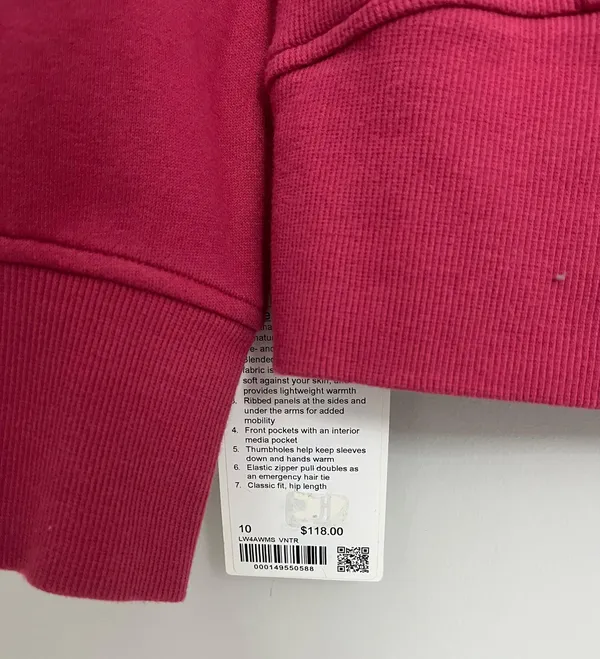 BNWT Scuba Full-Zip Hoodie Hot Pink Size 10 - Image 5