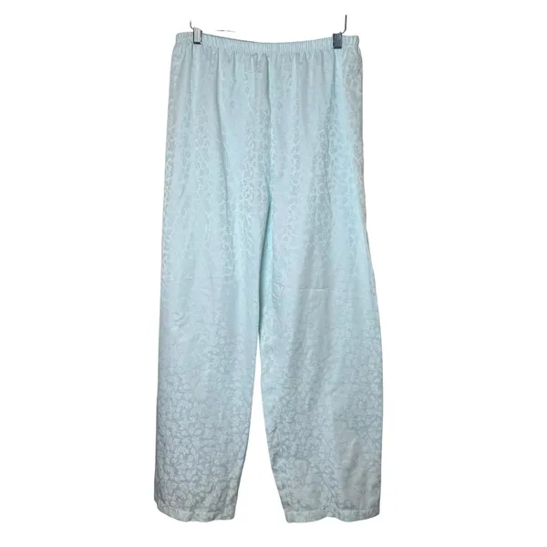 Miss Elaine Pajama Set Womens Medium Light Green Floral Jacquard‎ Classic Satin - Image 4