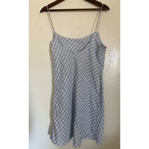 ASOS DESIGN Blue & White Gingham Seersucker Mini Dress - Size 10‎ - Image 2