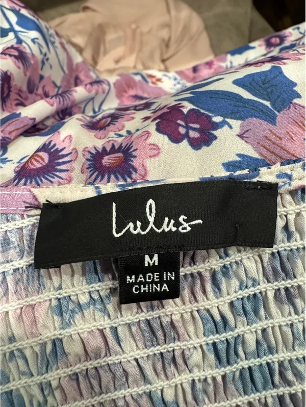 Lulus Floral Long Sleeve Tie Front Top Size M - Image 5
