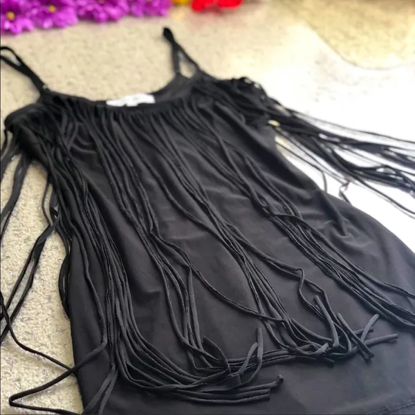 New Peep Toe fringe flapper 1920’s style dress black M - Image 2