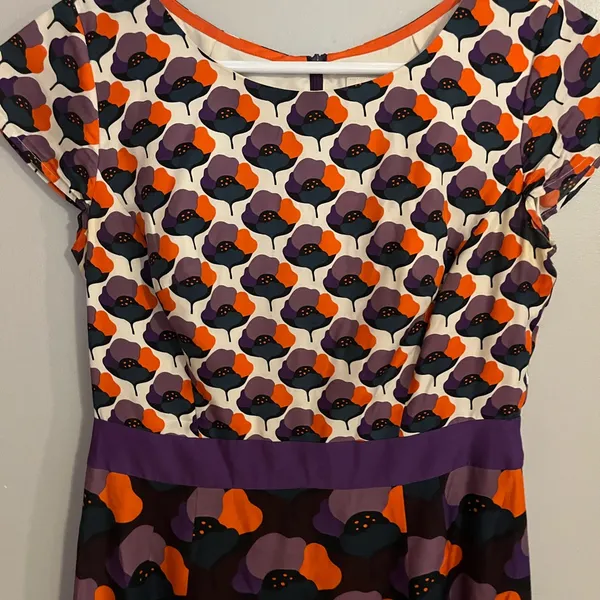 Boden Cream‎ and Orange Dress - Image 5