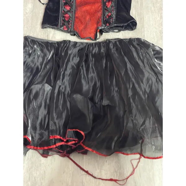 WOMEN'S RED AND BLACK Corset COSTUME WITH Elastic WAIST... SZ M/L...FUN TO WEAR - Image 3