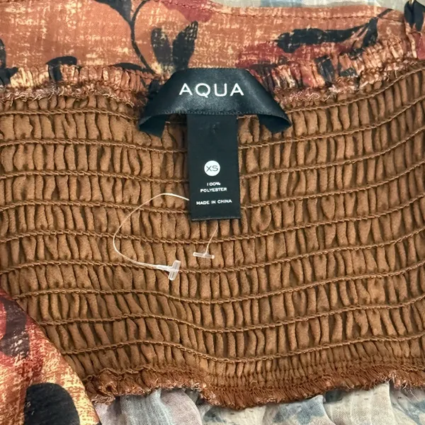 NWOT Aqua Retro Brown Y2k Floral Print Women's Top‎ Size XS - Image 10