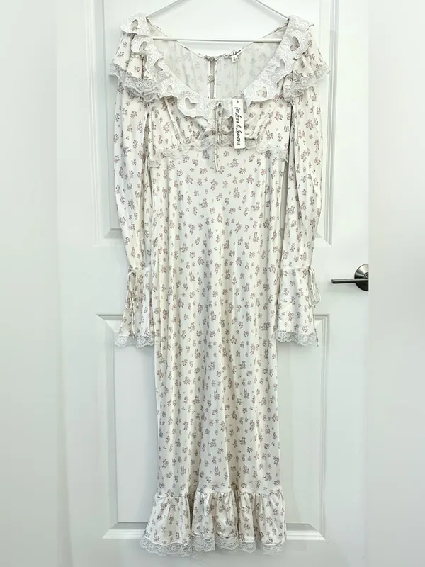 For Love and Lemons Pastel Fields Pink Rose Midi Dress NWT Size Medium - Image 3