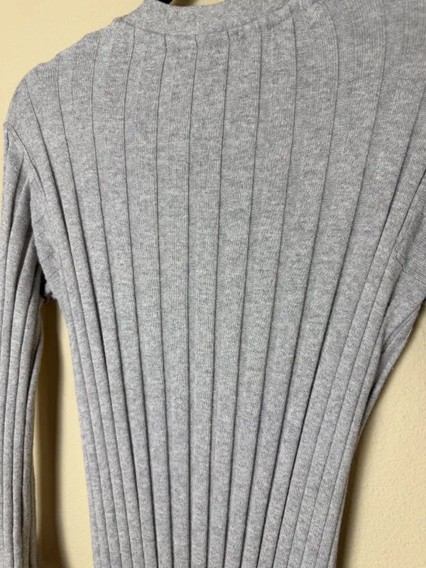 ATM Cotton Cashmere Duster Longline Cardigan Sweater Grey Ribbed Size XS - Image 8