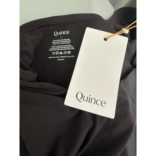 NWT Quince Second Skin Square Neck Long Sleeve Body Thong Bodysuit Black Large - Image 8