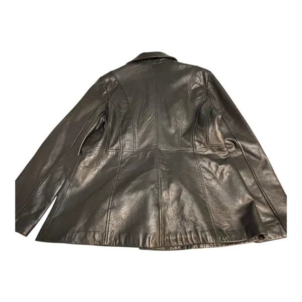 Pelle Studio Black Leather Blazer Jacket Women's Size XL Red Satin Lining - Image 9