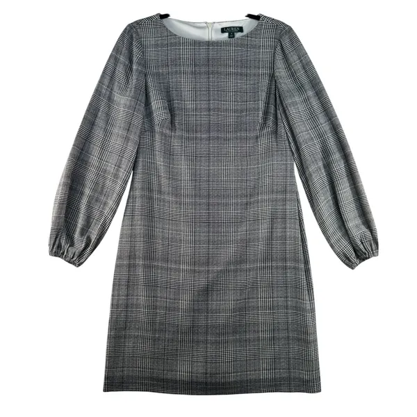 Ralph Lauren LRL 6 Dress Glen Plaid Long Sleeve Quiet Luxury Minimalist‎ Sheath - Image 2