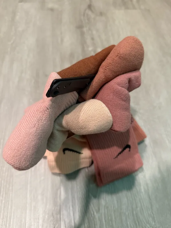 Nike Dri-Fit pink, beige, brown crew socks - Image 3